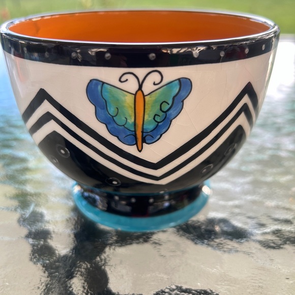 Laurel Burch butterfly pedestal bowl - Picture 2 of 7